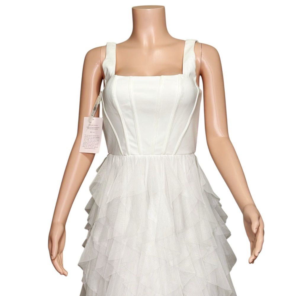 BHLDN Jada Tiered Tulle Midi Dress, White, Small - Picture 11 of 14